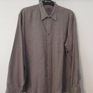 CALVIN KLEIN men's button down long sleeved shirt - brown mini check 17/36